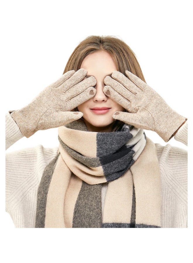 JIUMU Wool Warm Gloves For Women, Autumn And Winter Windproof And Cold-Resistant, Fleece-Lined, For Cycling, Driving, Electric Bikes, Touchscreen Gloves - Image 2
