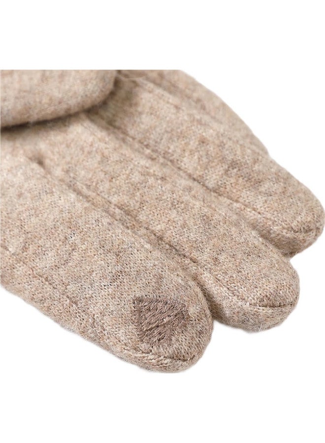 JIUMU Wool Warm Gloves For Women, Autumn And Winter Windproof And Cold-Resistant, Fleece-Lined, For Cycling, Driving, Electric Bikes, Touchscreen Gloves - Image 1