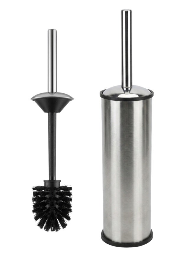 Stainless Steel Toilet Bowl Brush with Holder – Durable Bathroom Cleaning Brush with Strong Bristles for Deep Cleaning, Removing Dirt and Buildup from Toilet Bowls, Long Ergonomic Handle for Hard-to-Reach Areas, Covered Storage Holder, Space-Saving Modern Design for Everyday Bathroom Use - Image 1