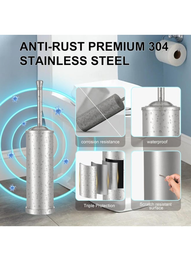 Stainless Steel Toilet Bowl Brush with Holder – Durable Bathroom Cleaning Brush with Strong Bristles for Deep Cleaning, Removing Dirt and Buildup from Toilet Bowls, Long Ergonomic Handle for Hard-to-Reach Areas, Covered Storage Holder, Space-Saving Modern Design for Everyday Bathroom Use - Image 5