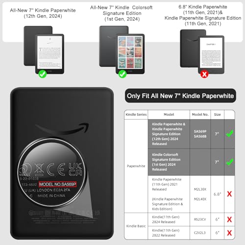 HOICHOE 360 Rotating Case for AllNew 7 Kindle Paperwhite 12th Gen 2024 Kindle Colorsoft SE PU Leather Magnetic Detachable Stand Cover Clear Hard Back Shell Auto SleepWake Creamy White - Image 3