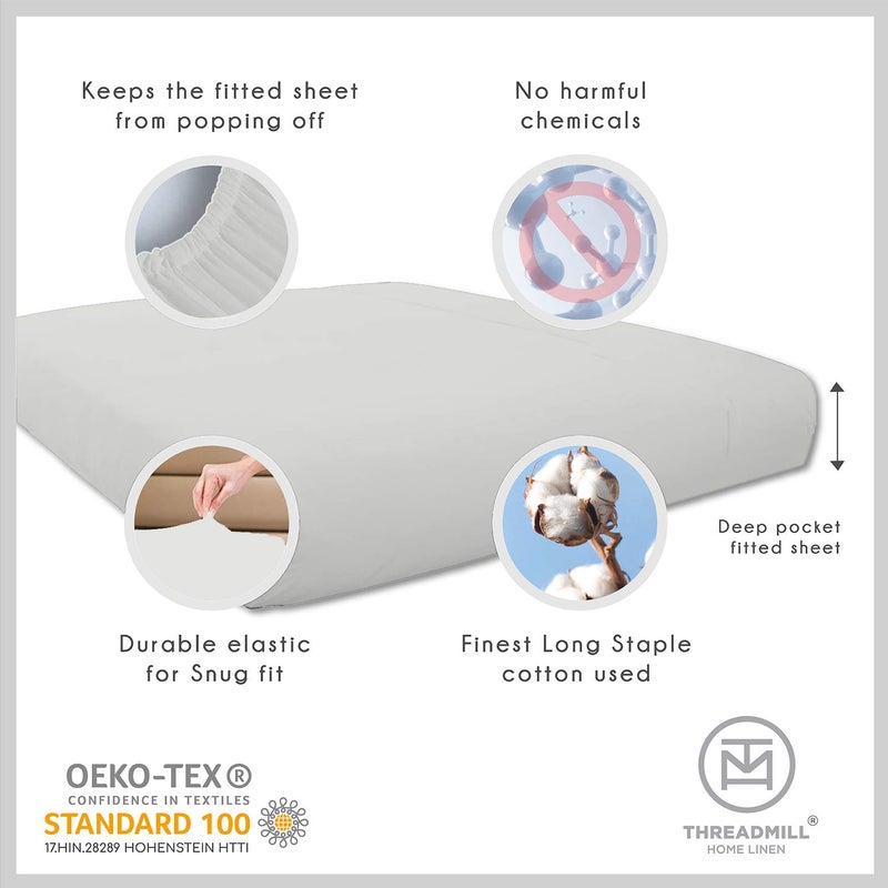 Threadmill Cotton Twin Sheets Set  5 Star Hotel Quality Bed Sheets  100% Cotton Sheets  500 Thread Count  Deep Pocket  Snug Fit for Twin Mattress  Soft & Crisp 3 Piece Sheet Set  Light Grey - Image 5