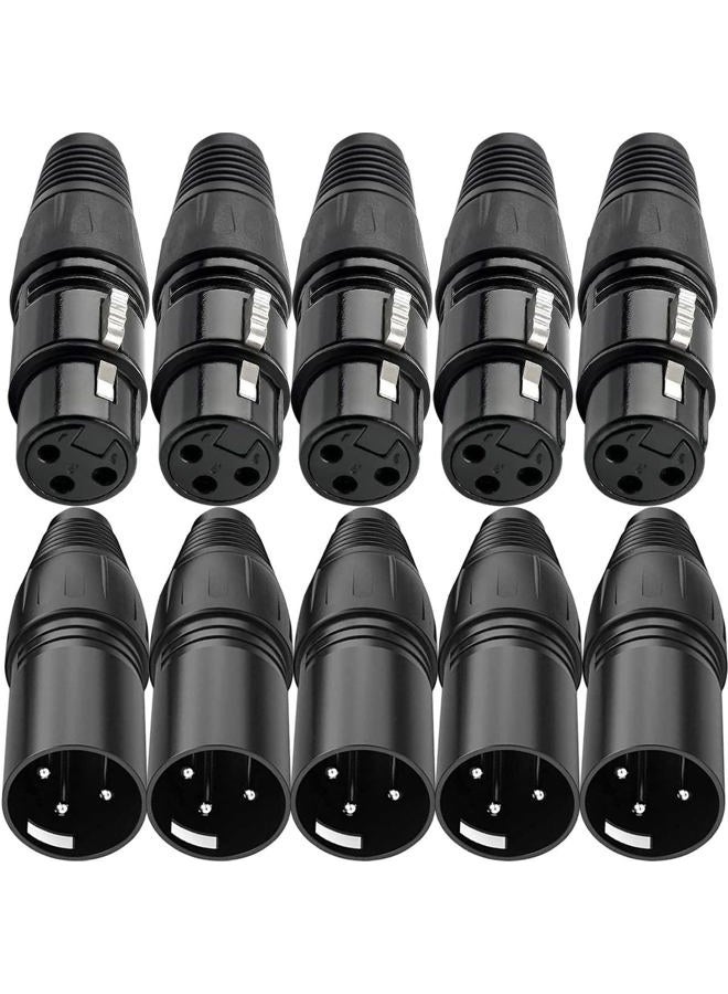 SAHENITEANA 10 قطع موصل لحام XLR 3 دبابيس، 5 ذكر و 5 أنثى موصل ميكروفون، مقبس صوت ميكروفون لتوصيل عالي و ضوضاء منخفضة جداً - Image 1