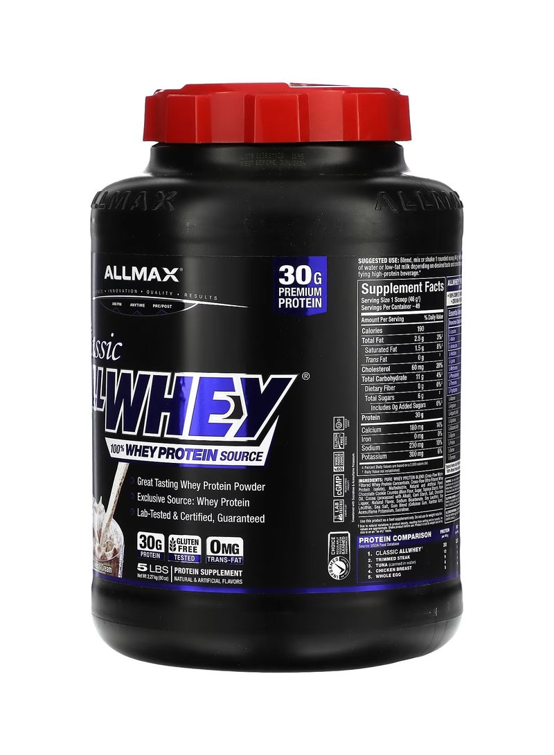 أول ماكس اولماكس كلاسيك جميع مصل اللبن 5 رطل نكهة الكوكيز والكريمة 49 حصة - Image 3