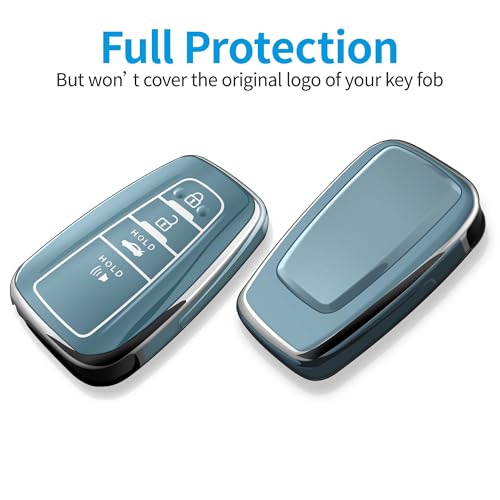 Autophone Compatible With Toyota Key Fob Cover with Keychain Soft TPU Key Shell Case,For 2019-2025 Rav4 2019-2024 Camry 4 Runner 2020-2022 Highlander Corolla Prius C-HR Avalon GT86-Storm Blue - Image 3