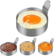 Printtech Stainless Steel Egg Ring with Handle, 15 cm, Round Cooking Mould (Pack of 03)  - Image 5
