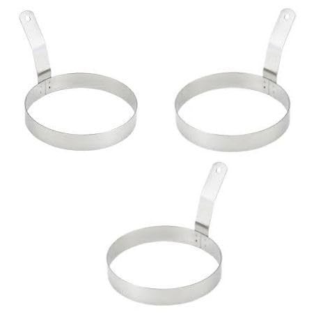 Printtech Stainless Steel Egg Ring with Handle, 15 cm, Round Cooking Mould (Pack of 03)  - Image 1