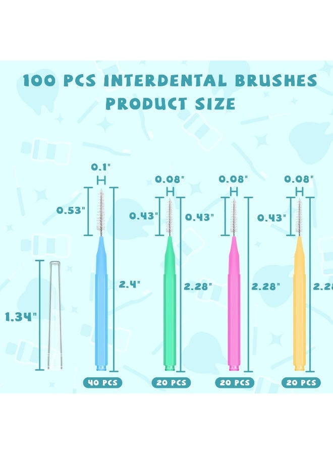 Bozenu 100Pcs Interdental Brushes Between Teeth For Braces, Flossers Brush Cleaner, Orthodontic Flossers For Braces Cleaning Kit, Dental Teeth Cleaning Tools (Bright Colors, Multiple Sizes - Image 2