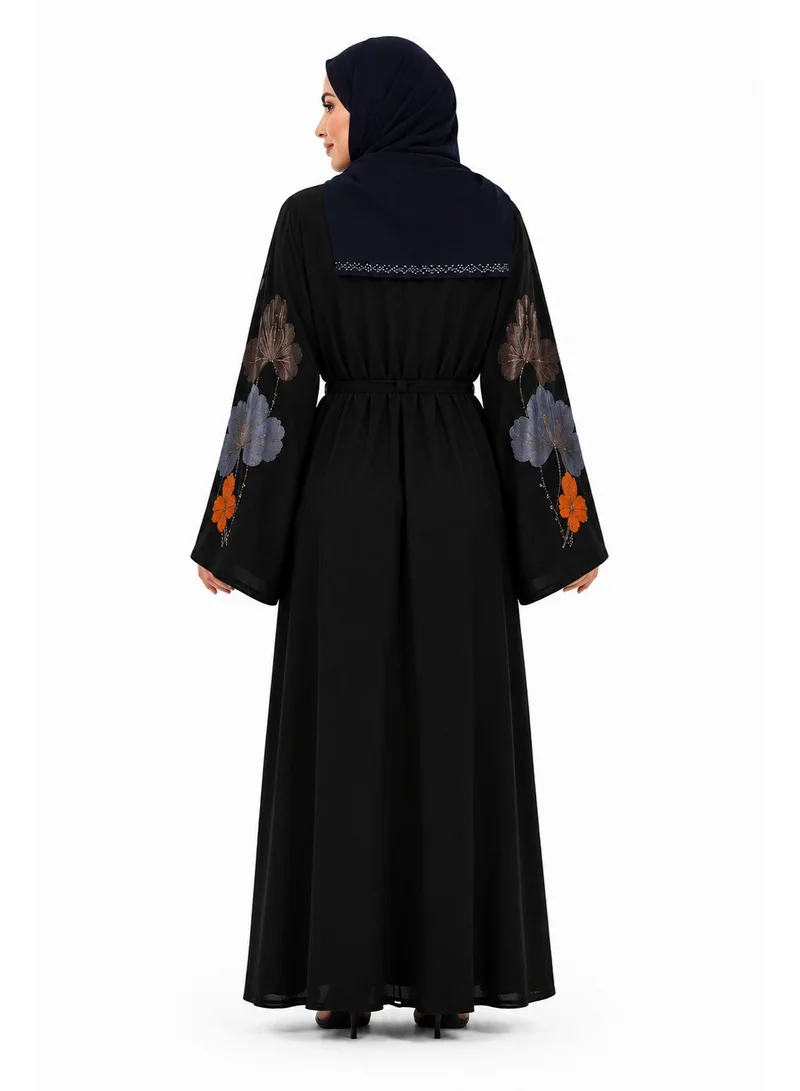 Reem Abayas Floral Embroidered Abaya with Matching Sheila