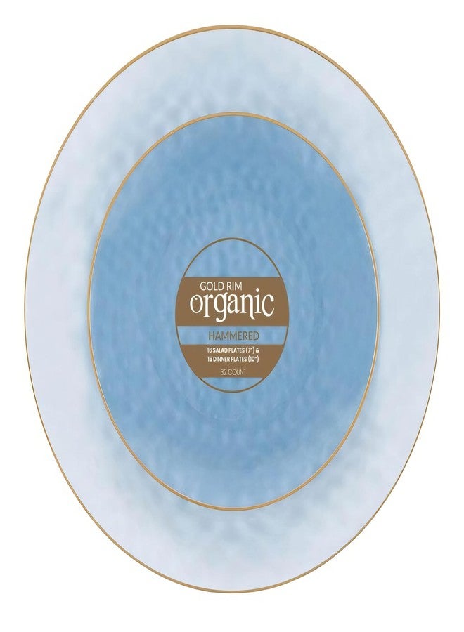 Blue Sky Organic Hammered Dusty Blue Plates Disposable, (32 Ct) 7" & 10" Blue Clear Plastic Plates Combo, Perfect Blue Disposable Plates for Fancy Plastic Dinnerware Sets and Plastic Party Plates Set - Image 5