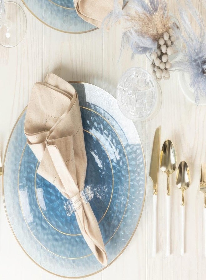 Blue Sky Organic Hammered Dusty Blue Plates Disposable, (32 Ct) 7" & 10" Blue Clear Plastic Plates Combo, Perfect Blue Disposable Plates for Fancy Plastic Dinnerware Sets and Plastic Party Plates Set - Image 2