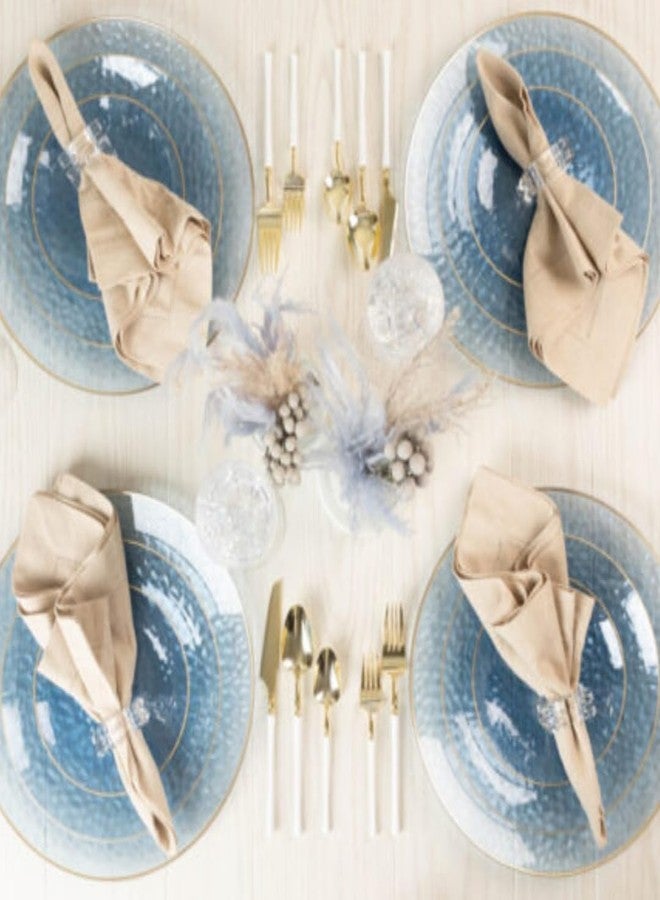 Blue Sky Organic Hammered Dusty Blue Plates Disposable, (32 Ct) 7" & 10" Blue Clear Plastic Plates Combo, Perfect Blue Disposable Plates for Fancy Plastic Dinnerware Sets and Plastic Party Plates Set - Image 4