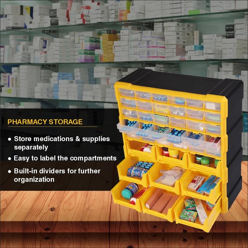 Alkon ACO9B30D Component Organiser with Bins and Drawers Small Parts Storage Jewellery Craft Sewing CabinetsScrews Nuts Bolts Power Tool OrganiserDIY Clinic Hospital9 Bins and 30 Drawers - Image 4