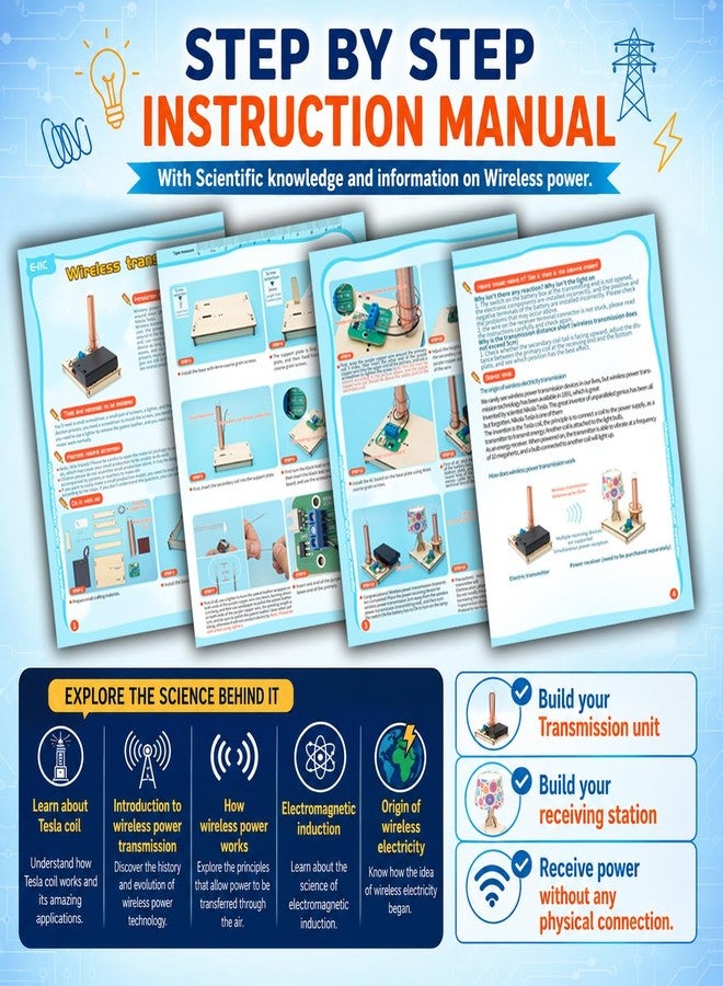 كيت 4 كيوريس لعبة Kit4Curious® لنقل الطاقة اللاسلكية STEM | مجموعة أدوات علمية لصنع ملف تسلا بنفسك | لعبة تعليمية علمية عن الحث الكهرومغناطيسي للأطفال الأذكياء من عمر 8 إلى 14 عامًا | هدية عيد ميلاد للأولاد والبنات - Image 5