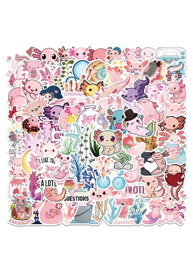100-Piece Cute Axolotl Stickers, Premium DIY Waterproof Vinyl Stickers Set, for Water Bottles, Laptop, Skateboard, Scrapbook, Luggage, for Kids, Teens, Teachers Students Reward Stickers  - Image 1