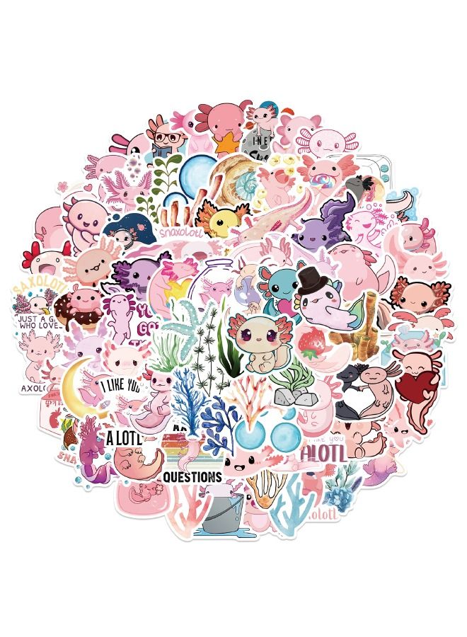 100-Piece Cute Axolotl Stickers, Premium DIY Waterproof Vinyl Stickers Set, for Water Bottles, Laptop, Skateboard, Scrapbook, Luggage, for Kids, Teens, Teachers Students Reward Stickers  - Image 2
