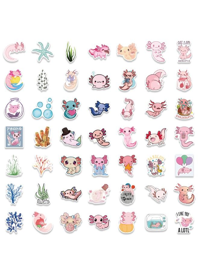 100-Piece Cute Axolotl Stickers, Premium DIY Waterproof Vinyl Stickers Set, for Water Bottles, Laptop, Skateboard, Scrapbook, Luggage, for Kids, Teens, Teachers Students Reward Stickers  - Image 3