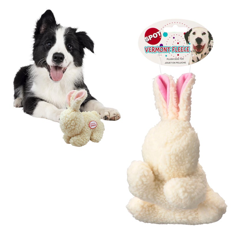 SPOT 6in Vermont Style Fleece Rabbit Dog Toy â€“ Soft Comfort Plushie for Small Dogs & Puppies â€“ Built-in Squeaker â€“ Safe for Light Chewers â€“ No Plastic Parts â€“ Calming & Cuddly Pet Toy - Image 1