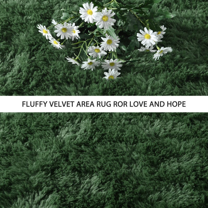 Pettop Fluffy Deep Green Area Rug for Bedroom Living Room, 3x5 Feet Super Soft Shaggy Plush Fuzzy Rugs for Girls Kids Boys, Non-Slip and Washable Rug for Nursery Classroom, Carpet for Rooms Decor - Image 4