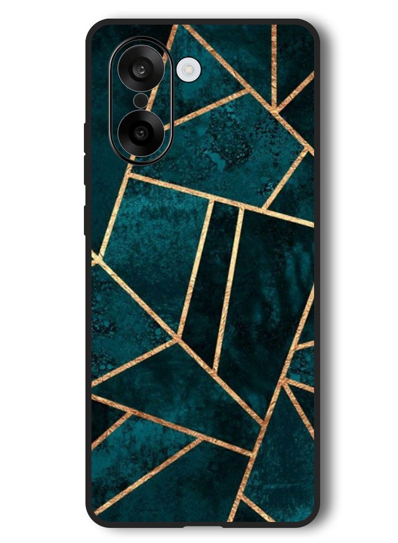 Theodor Case Compatible with OnePlus Nord CE 5 6.77 Inch Protection Shockproof Bumper Cover Green Geometrical - Image 1