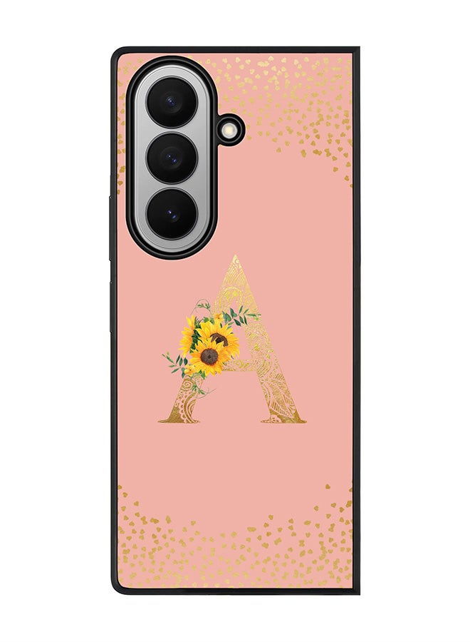 Stylizedd For Samsung Galaxy Z Fold7 Case,Slim fit Camera Protection, Shockproof Thin Phone cover  - Custom Floral Monogram - A  (Rose Pink )