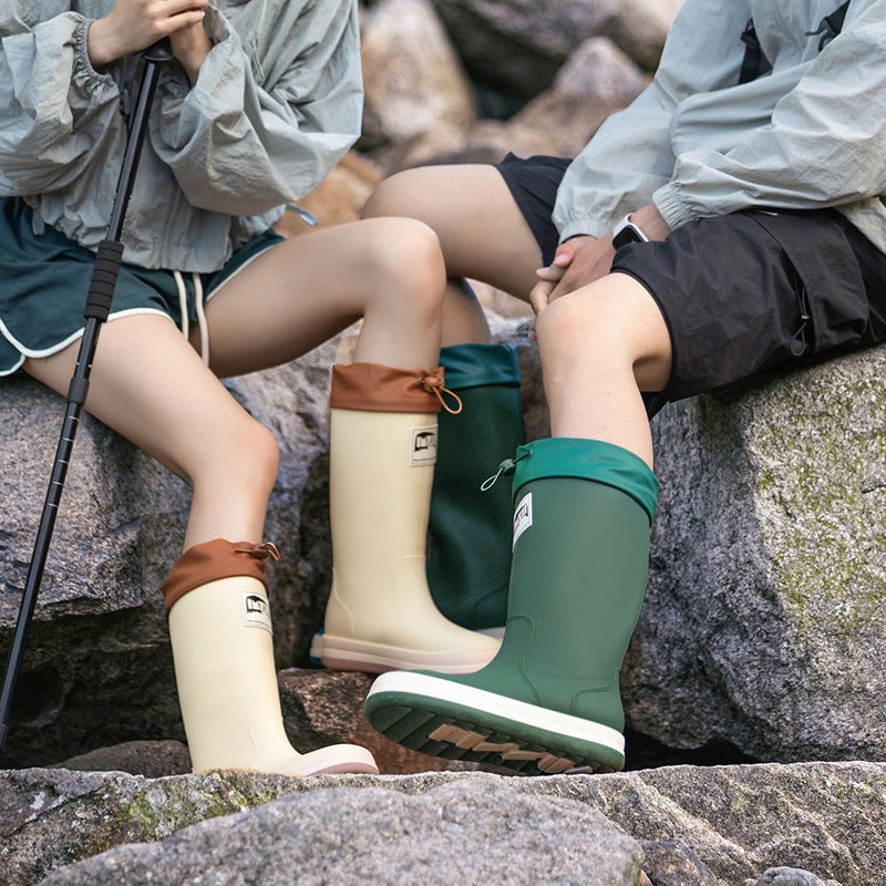 Fashion High-Top Rain Boots Men'S Non-Slip Long Waterproof Shoes Couple'S Water Boots Rain Boots Women'S Elastic Rubber Shoes - Image 4