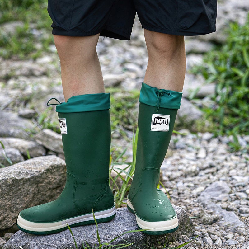 Fashion High-Top Rain Boots Men'S Non-Slip Long Waterproof Shoes Couple'S Water Boots Rain Boots Women'S Elastic Rubber Shoes - Image 5