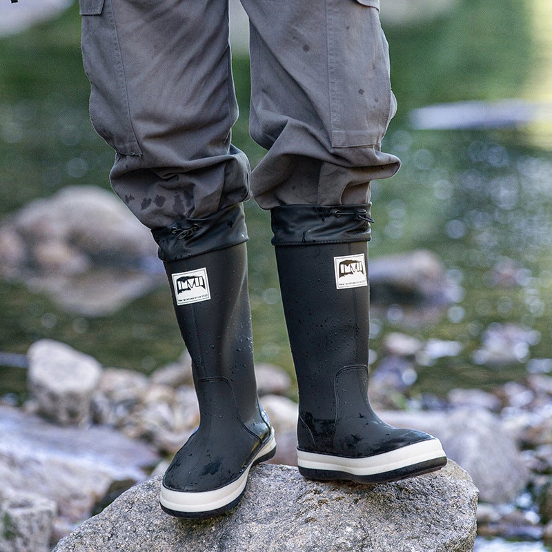 Fashion High-Top Rain Boots Men'S Non-Slip Long Waterproof Shoes Couple'S Water Boots Rain Boots Women'S Elastic Rubber Shoes - Image 2
