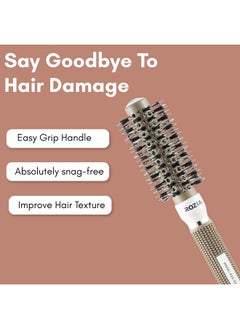 Rozia Pro Hair Combs For Women Round Brush For Blow Drying With Natural Boar Bristle, Professional Round Hair Brush For Hair Styling, Drying, Healthy Hair And Add Volume (25 Mm)  - Image 4