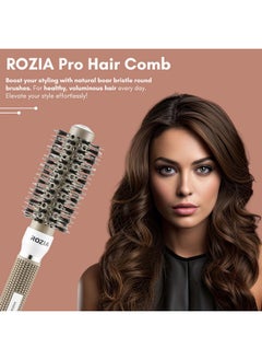 Rozia Pro Hair Combs For Women Round Brush For Blow Drying With Natural Boar Bristle, Professional Round Hair Brush For Hair Styling, Drying, Healthy Hair And Add Volume (25 Mm)  - Image 2