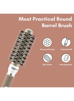 Rozia Pro Hair Combs For Women Round Brush For Blow Drying With Natural Boar Bristle, Professional Round Hair Brush For Hair Styling, Drying, Healthy Hair And Add Volume (25 Mm)  - Image 3