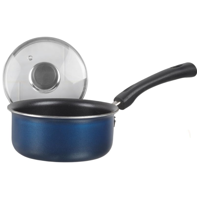 VINOD Vinod Zest Aluminium Non Stick Saucepan with Glass Lid 14 Litre 14cm MilkTea Pan Sauce Pot with Lid 3mm Thick 3 Layer Coating Scratch Proof 1 Year Warranty - Image 1