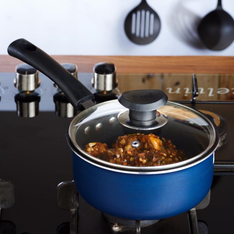 VINOD Vinod Zest Aluminium Non Stick Saucepan with Glass Lid 14 Litre 14cm MilkTea Pan Sauce Pot with Lid 3mm Thick 3 Layer Coating Scratch Proof 1 Year Warranty - Image 2