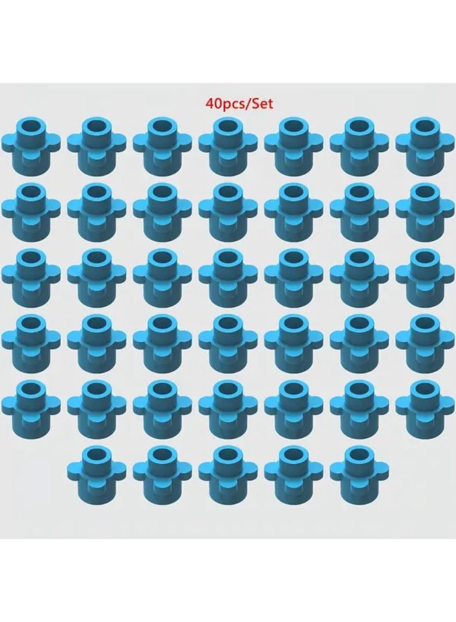 Ice Blue 40pcs Mini Building Blocks DIY Quatrefoil Flower Garden Scene Christmas Gift - Image 1