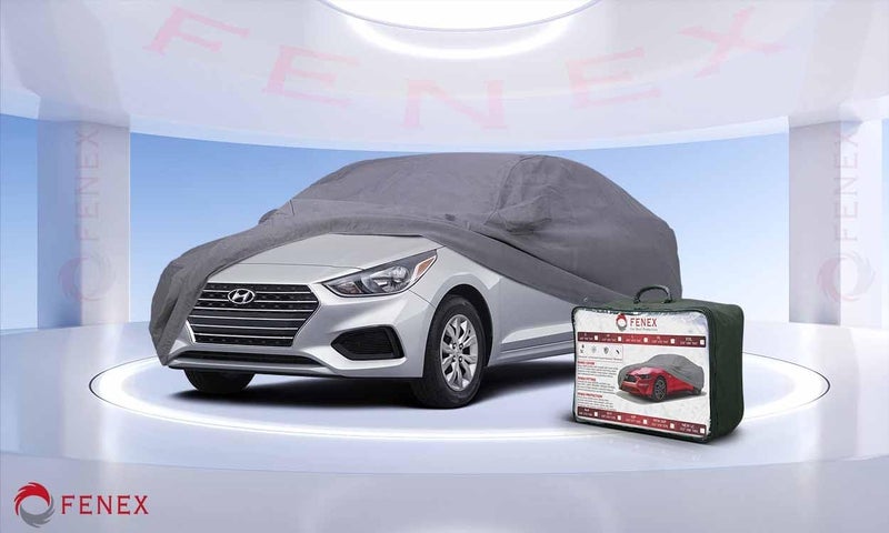 fenex Car Cover [Medium] – All-Weather Protection | Waterproof, UV-Resistant, Dustproof, Breathable | Indoor/Outdoor Use | Door Zipper & Mirror Pockets | Fits Sedan cars (431 × 165 × 119 cm) - Image 5