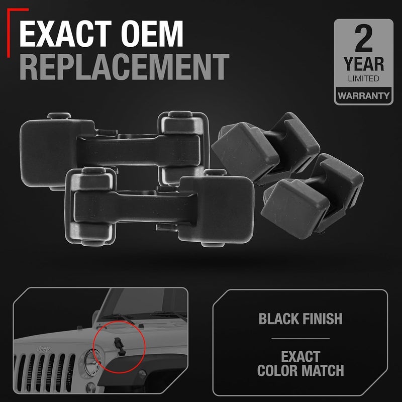 T1A TRUBUILT1 Hood Latch Replacement Set for 2007-2018 Jeep Wrangler - OEM Rubber Lock Catch Kit - Image 2