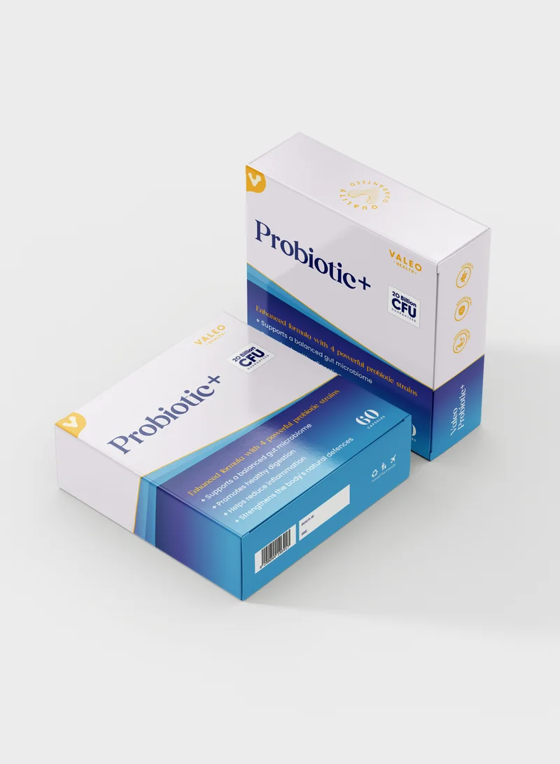 فاليو فاليو بروبيوتيك+ | 20 مليار وحدة تشكيل مستعمرة مع 4 سلالات بروبيوتيك| يدعم صحة الجهاز الهضمي، ووظيفة المناعة، وتوازن النباتات المعوية | مكمل صحي للرجال والنساء | 60 كبسولة (عبوة من 2)