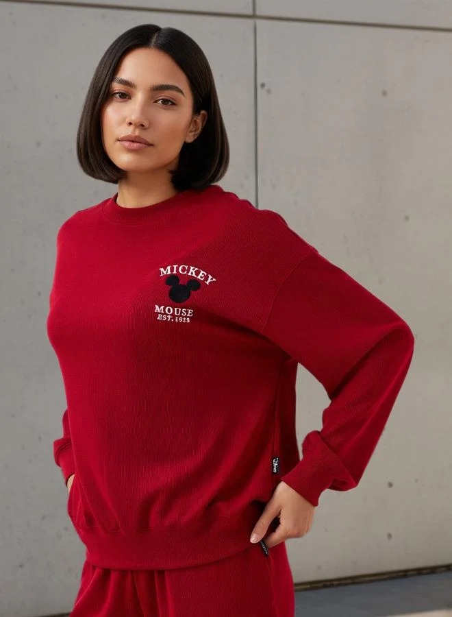 SP Characters Oversized Sweatshirt with Mickey Mouse Embroidery Detail