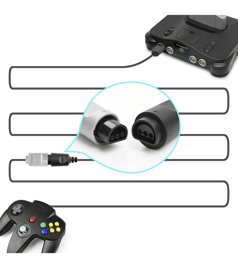 Gaming Controller Extension Cable Cord Wire for Nintendo 64 Console Black Accessory - Image 5