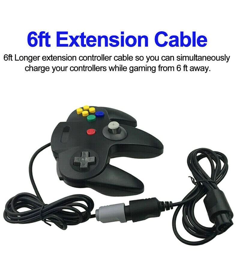 Gaming Controller Extension Cable Cord Wire for Nintendo 64 Console Black Accessory - Image 3