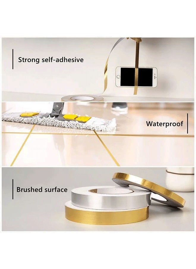 Reelyo 50M/Roll Decorative Home Ground Tile Wall Decor Wallpaper Gap Sealing Sticker Waterproof Seam Sticker Floor Line Decal Foil Tape Gold Tape Aluminium Foil Tape Kitchen Heat Resistant Tape Waterproof And Mildew Sealing Tape Kitchen Stoves Bathroom Toilet And Floor Wall Edge Protector For Stoves Sinks Toilets Corners 10mm*50m  - Image 4