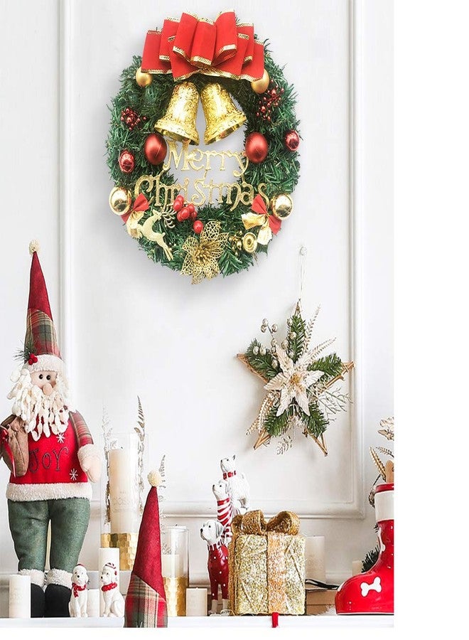 UDYR Christmas Wreath Reef for Front Door Window 13 Inch Pine Artificial Garland with Bowknot, Bells, Deer, Red Berries, Flower Gifts for Christmas Party Decor, Front Door Window Wall Wreath(Red) - Image 4