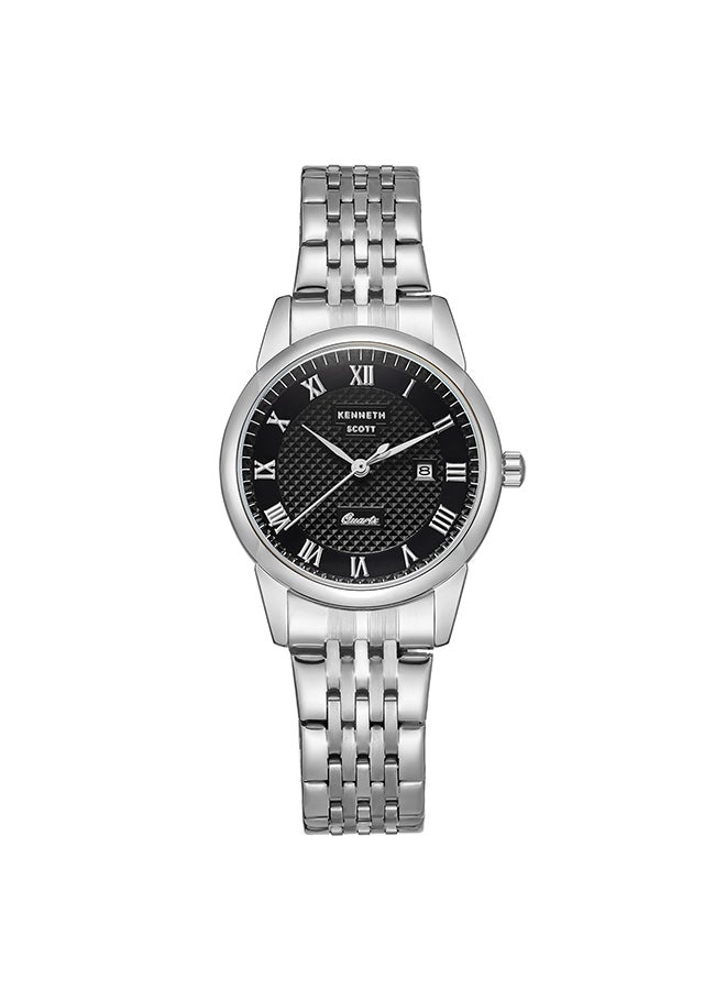 KENNETH SCOTT ساعة يد نسائية بتصميم دائري من الفولاذ المقاوم للصدأ K23530-SBSB - 32 مم - Image 1