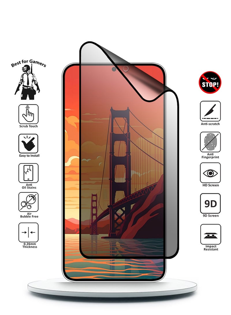 Wtech Samsung Galaxy S24 5G 2024 Ceramic Privacy Full Glue Full Cover Matte Flexible Screen Protector (MSCNMP) - Clear/Black - Image 2
