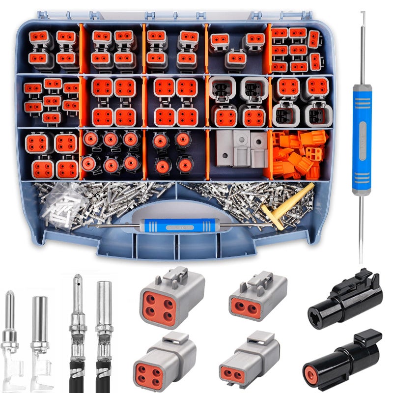 JRready ST6502 DTP DTHD Connector Kit Deutsch Connector Kit DTP Connectors 2 4 Pin and DTHD Connectors 1 Pin with Size 12 Stamped Contacts Deutsch Pin 1216AWG Removal Tools