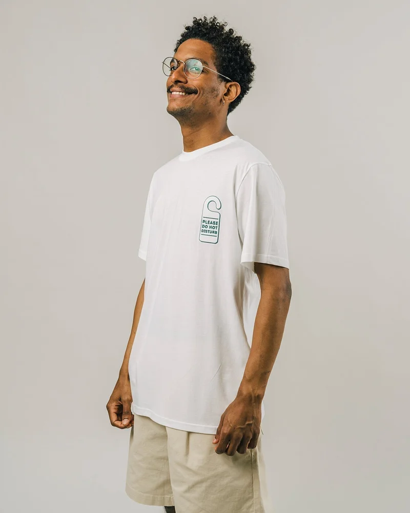 Brava Fabrics Do Not Disturb Embroidered T-Shirt White 100% Organic Cotton