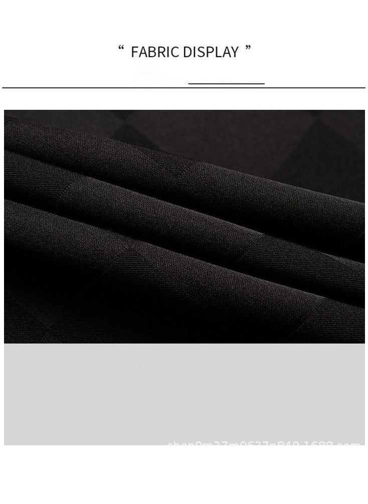 NIBEMINENT 2-Piece Set Men's Short Sleeves Pajamas Pants Sleepwear Sets Satin Grid Printing Silk Nightgown Male Loose Shirts Spring Summer Thin Loungewear Home Clothes Black  - Image 2