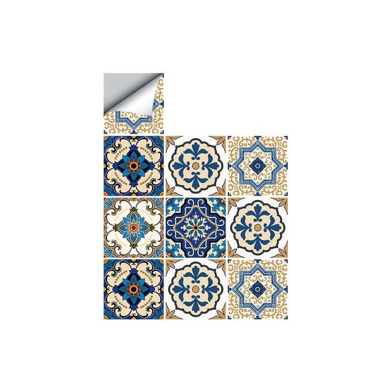 25 PCS Moroccan Style Tile Sticker 4x4 Inch10x10cm Traditional DIY Murals Tile Waterproof Oil Proof Removable Decals for Bathroom  Kitchen Backsplash TS029