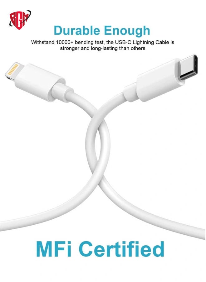 BGM iPhone Fast Charger, iPhone Charger Plug and Cable 2M [Apple MFi Certified], HOSOW 20W USB C Fast Charger iPhone Power Adapter with USB C to Lightning Cable for iPhone 14 13 12 Pro Max/Mini/11/XS/SE/8  - Image 4
