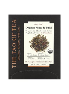 The Tao of Tea The Tao of Tea, Organic Oregon Mint & Tulsi Tea, Caffeine Free, 15 Pyramid Sachets, 1.05 oz (30 g)  - Image 1